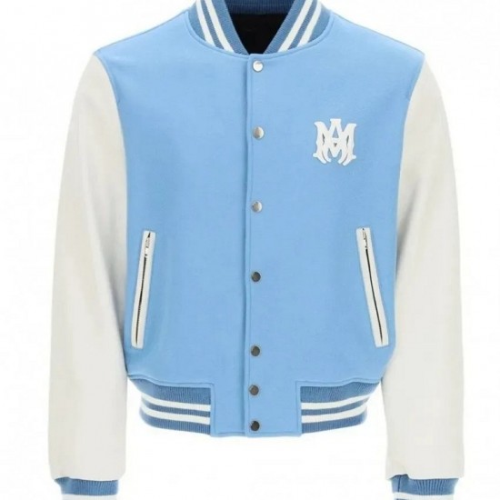 Blue And White Letterman Varsity Jacket - Letterman-01